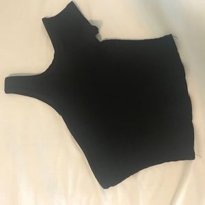 Black One Shoulder Crop Top